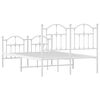vidaXL Metal Bed Frame without Mattress with Footboard White 120x200cm