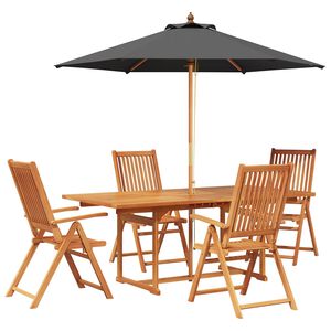 vidaXL Outdoor Dining Set with Parasol 6 pcs Anthracite and Natural