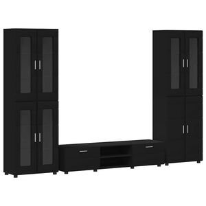 vidaXL TV Cabinet Set FLORIN 3 pcs Black Engineered Wood