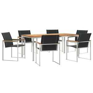vidaXL Garden Dining Set 7 pcs Solid Acacia Wood and Stainless Steel