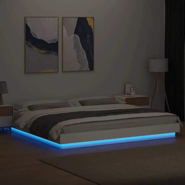 vidaXL Bed Frame with LED Lights without Mattress White 180x200cm