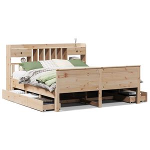 vidaXL Bookcase Bed without Mattress 180x200 cm Super King Solid Wood Pine