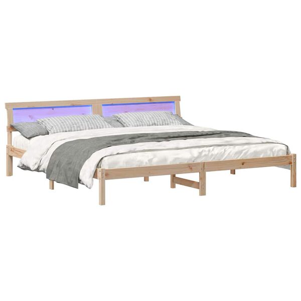vidaXL Bed Frame with Headboard Brown 180 x 200 cm Solid Pine Wood