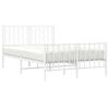 vidaXL Metal Bed Frame without Mattress with Footboard&nbsp;White 120x190cm