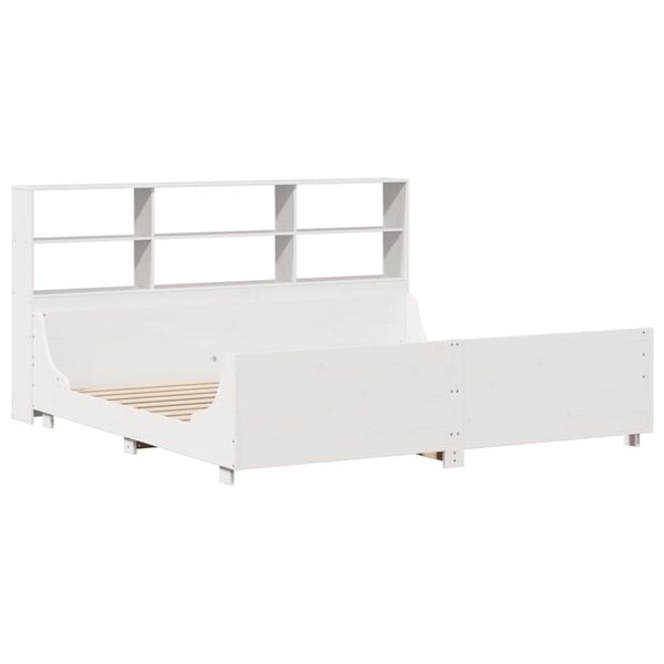 vidaXL Bookcase Bed without Mattress White 180x200 cm Super King Solid Wood