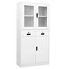 vidaXL Office Cabinet | White | Steel and tempered glass | 90 x 40 x 180 cm