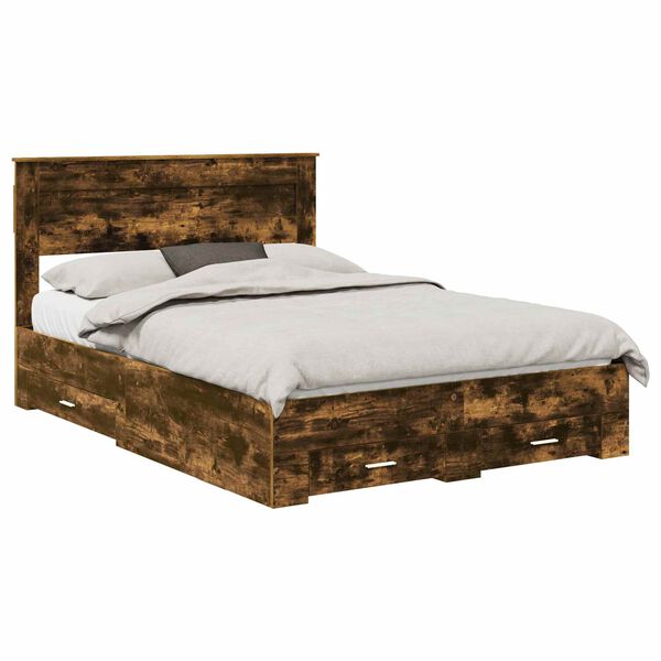 vidaXL Bed Frame with Drawer with Headboard Manual Engineered Wood