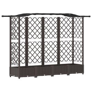 vidaXL Raised Bed with Trellis and Roof Brown 203.5 x 40 x 125 cm PP