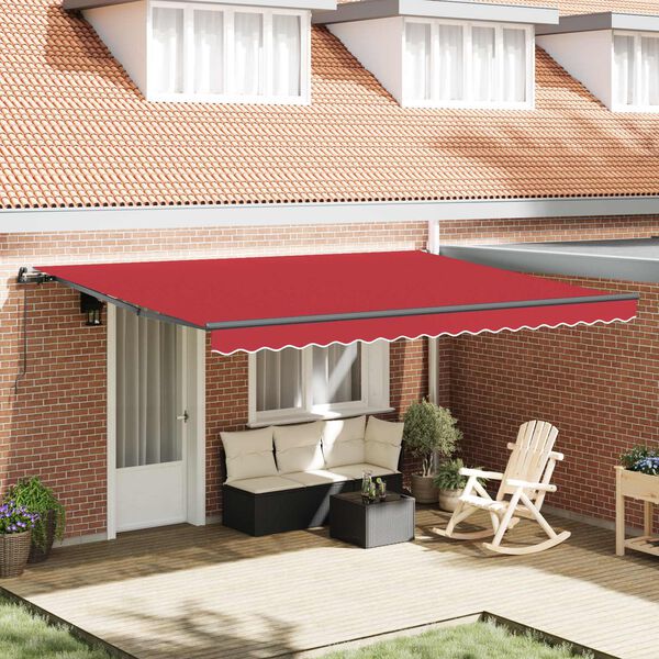 vidaXL Retractable Awning Manual Red 450 x 350 cm Polyester and Steel