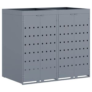 vidaXL Wheelie Bin Storage for 2 Bins Light Grey 136 x 77.5 x 121.5 cm