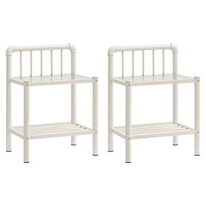 vidaXL Bedside Cabinets 2 pcs White and Transparent Metal and Glass