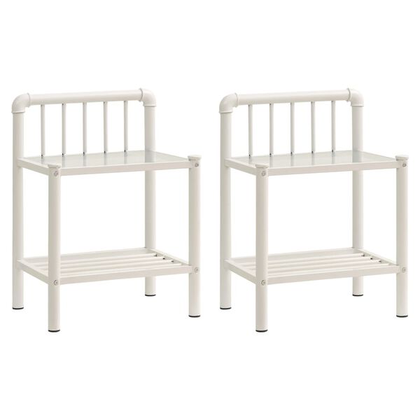 vidaXL Bedside Cabinets 2 pcs White and Transparent Metal and Glass