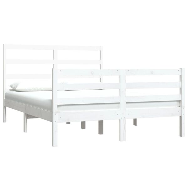 vidaXL Bed Frame without Mattress White Solid Wood Pine 140x190 cm