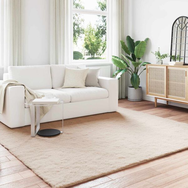 vidaXL Faux Rabbit Fur Rug Olite Taupe 240 x 240 cm Polyester