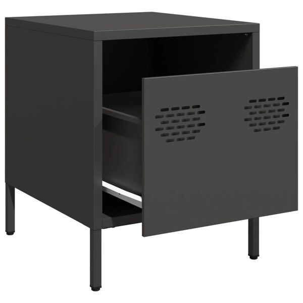 vidaXL Bedside Cabinet Black 35x39x43.5 cm Steel
