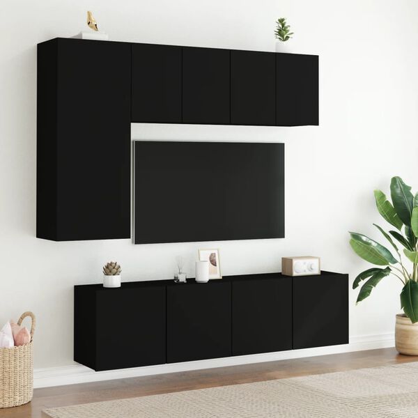 vidaXL 5 Piece TV Wall Units Black Engineered Wood