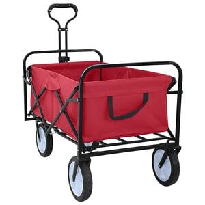 vidaXL Folding Shopping Trolley with Breaks Manual Red 94 x 53 x 99 cm