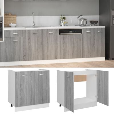 vidaXL Sink Bottom Cabinet Grey Sonoma 80x46x81.5 cm Engineered Wood