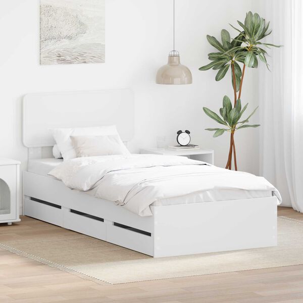 vidaXL Bed Frame with Headboard White 75 x 190 cm Engineered Wood