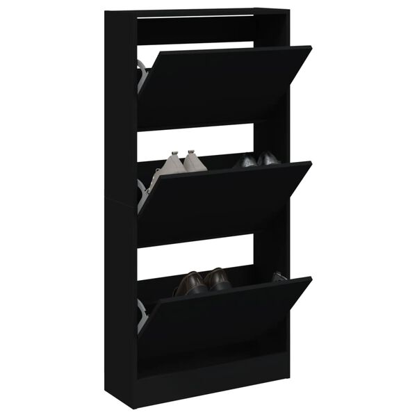 vidaXL Shoe Cabinet Black 60x21x125.5 cm Engineered Wood