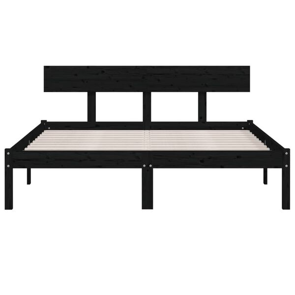 vidaXL Bed Frame without Mattress Black Solid Wood 120x200 cm