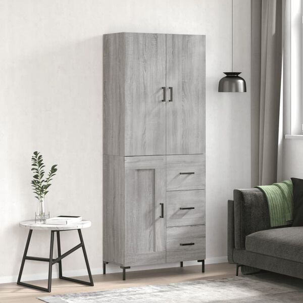 vidaXL Highboard Grey Sonoma 69.5x34x180 cm Engineered Wood