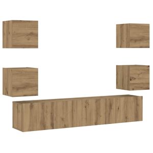 vidaXL Wall Mounted TV cabinets 6 pcs Artisan Oak Engineered Wood