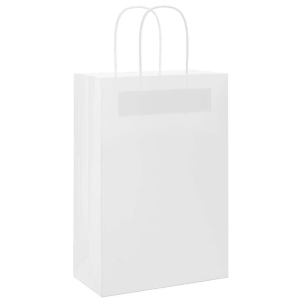 vidaXL Paper Bags 250 pcs with Handles White 21x11x31 cm