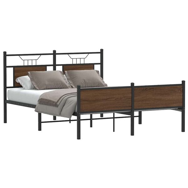 vidaXL Bed Frame without Mattress Brown Oak 140x190 cm Engineered Wood