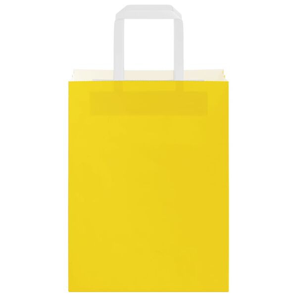vidaXL Paper Bags 250 pcs with Handles Yellow 21x11x28 cm