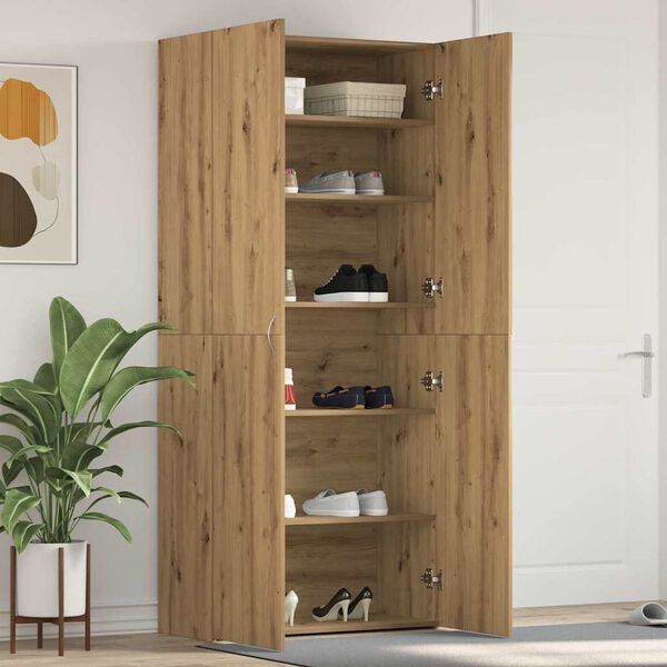 vidaXL Shoe Cabinet with Door Brown 80 x 35.5 x 180 cm Engineered wood
