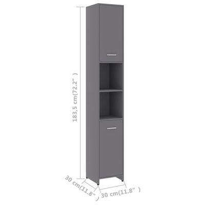 vidaXL Bathroom Cabinet Grey 30x30x183.5 cm Chipboard