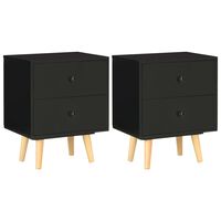 vidaXL Bedside Cabinets 2 pcs Black 40x30x50 cm Solid Pinewood