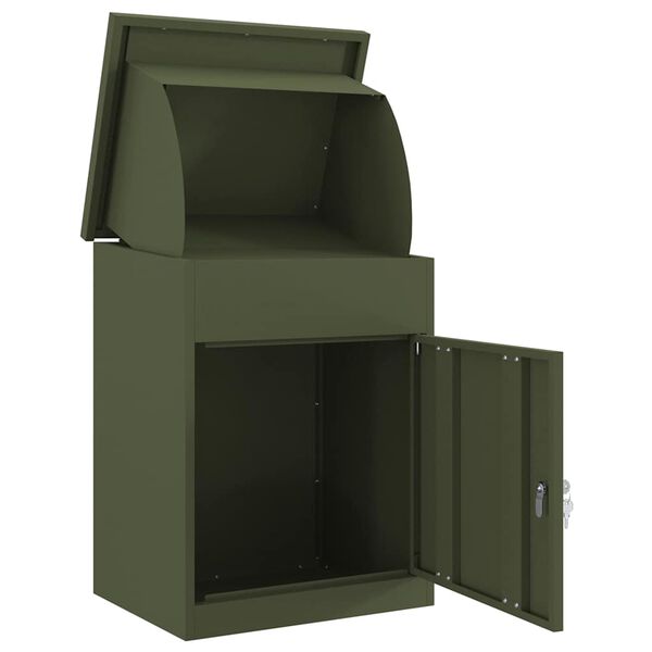 vidaXL Parcel Drop Box with Door Olive green 47.5 x 38 x 59 cm Steel