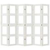 vidaXL Room Divider 6 Panels White Solid Wood Paulownia