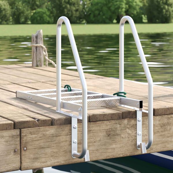 vidaXL 4-Step Dock Ladder Silver 58 x 77 x 166 cm Aluminium