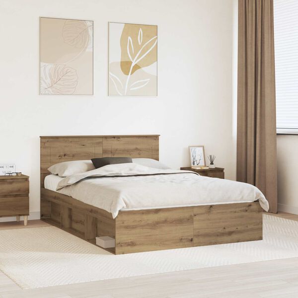 vidaXL Bed Frame Artisian Oak 150 x 200 cm Engineered wood
