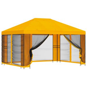 vidaXL Garden Gazebo with Sidewalls 4 x 3 m Yellow Polyester and Steel