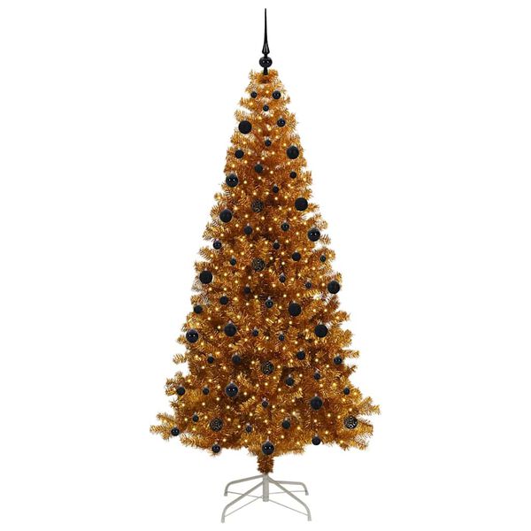 vidaXL Christmas Tree with 300 LEDs with Stand Gold 210 cm PET