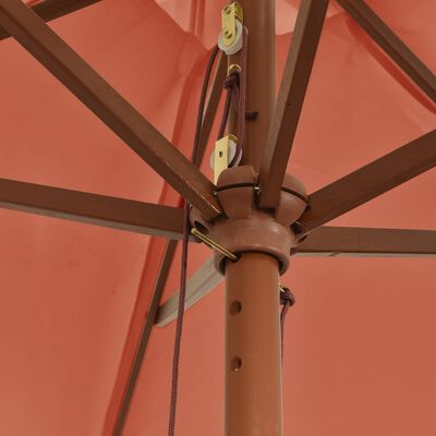 vidaXL Garden Parasol with Wooden Pole Terracotta 299x240 cm