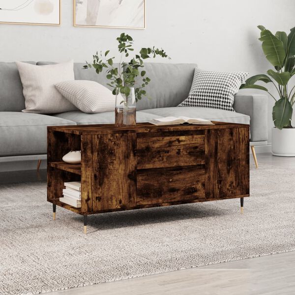 vidaXL Coffee Table Smoked Oak 102x44.5x50 cm Engineered Wood