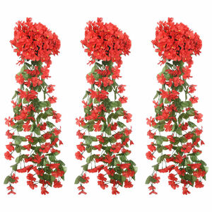 vidaXL Flower Garlands 3 pcs Red 85 cm