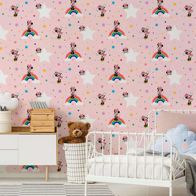 Noordwand Wallpaper Kids @ Home Rainbow Minnie Pink