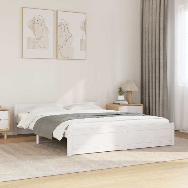 vidaXL Bed Frame without Mattress White Solid Wood 160x200 cm