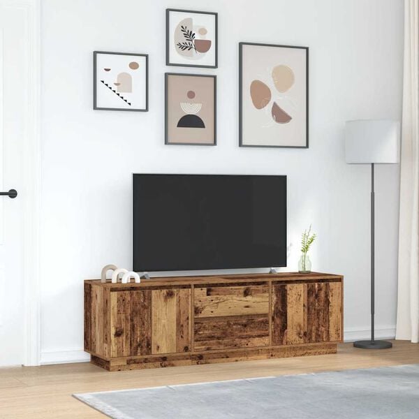 vidaXL TV Cabinet with LED Lights Old Wood 160.5x41x50 cm