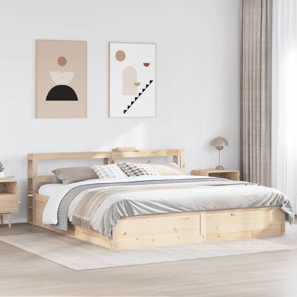 vidaXL Bed Frame with Headboard 180x200 cm Super King Solid Wood Pine