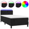 vidaXL Box Spring Bed with Mattress&LED Black 90x200cm Velvet