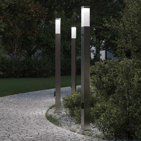 vidaXL Bollard Lights with Sensor&Outlet 3 pcs 110 cm Stainless Steel IP44