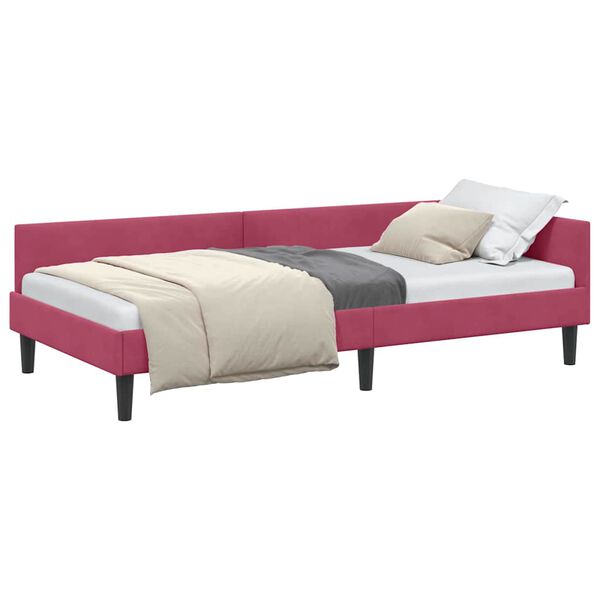 vidaXL Corner Bed Frame with Headboard Wine Red 80 cm x 200 cm Velvet