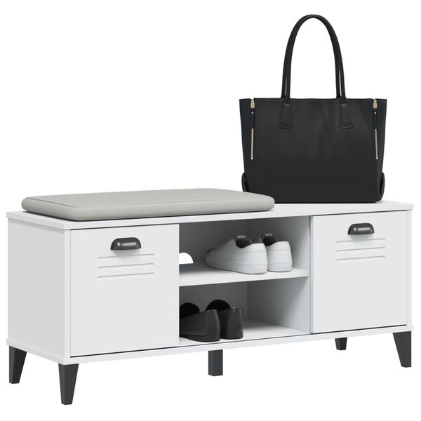 vidaXL Shoe Bench VIKEN White 106x35x45 cm Engineered Wood